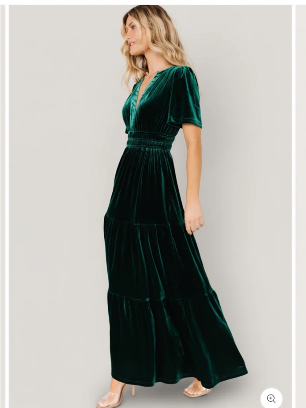 Baltic Born Artemis Emerald Green Velvet V-Neck Maxi Dress